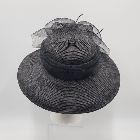 Kate Landry Black Hat with Feather Accent main image 10